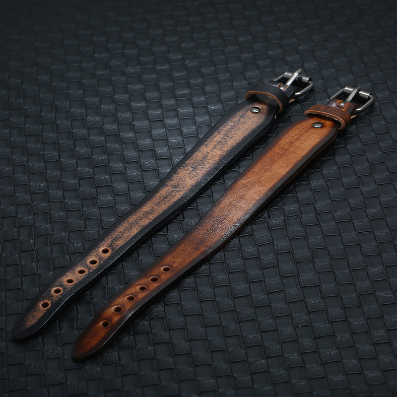 Punk Style Retro Vintage Wrap Buckle Genuine Leather Bracelet Adjustable Men Wide Belt Wristband Bangles Jewelry