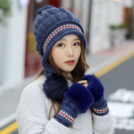 Cozy Knit Fleece-feel Beanie With Ear Flaps & Pompom Warm Winter Hat Perfect For Skiing & Outdoor Activities