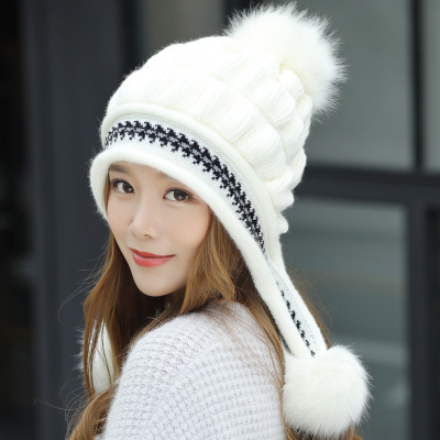 Cozy Knit Fleece-feel Beanie With Ear Flaps & Pompom Warm Winter Hat Perfect For Skiing & Outdoor Activities