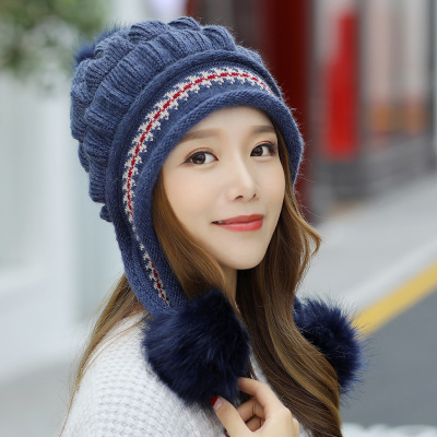 Cozy Knit Fleece-feel Beanie With Ear Flaps & Pompom Warm Winter Hat Perfect For Skiing & Outdoor Activities