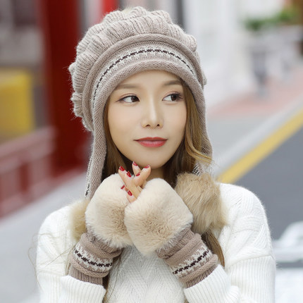 Cozy Knit Fleece-feel Beanie With Ear Flaps & Pompom Warm Winter Hat Perfect For Skiing & Outdoor Activities