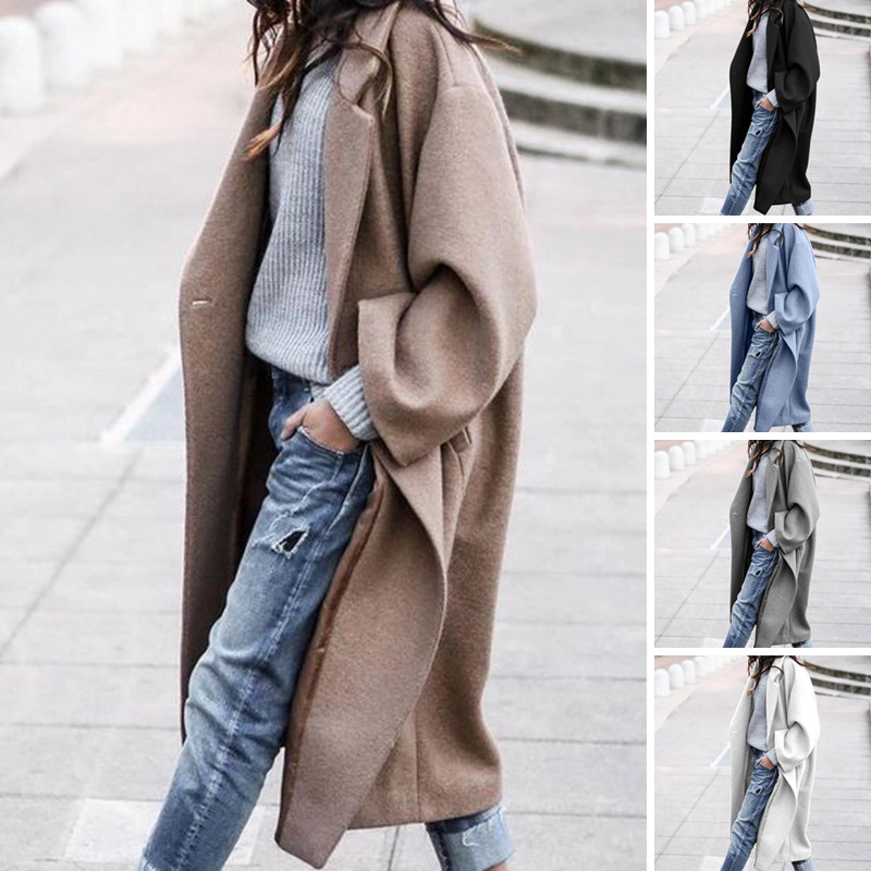 Lapel Long Woolen Coat
