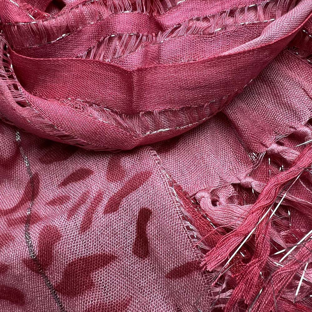 Long Boho Scarf, P Ink Leopard Scarf With Metallic Threads