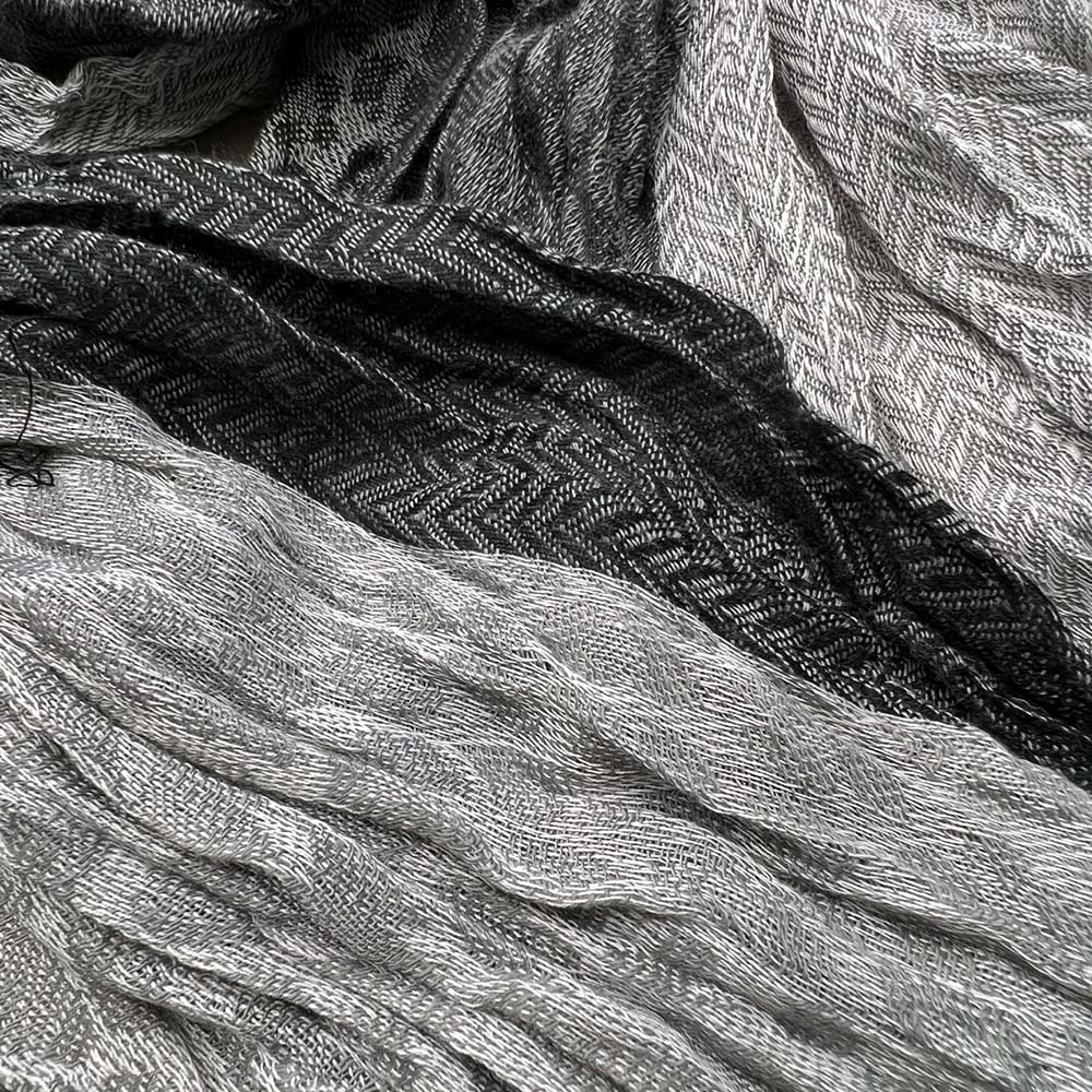Grey Winter Jacquard Polyester Long Scarf