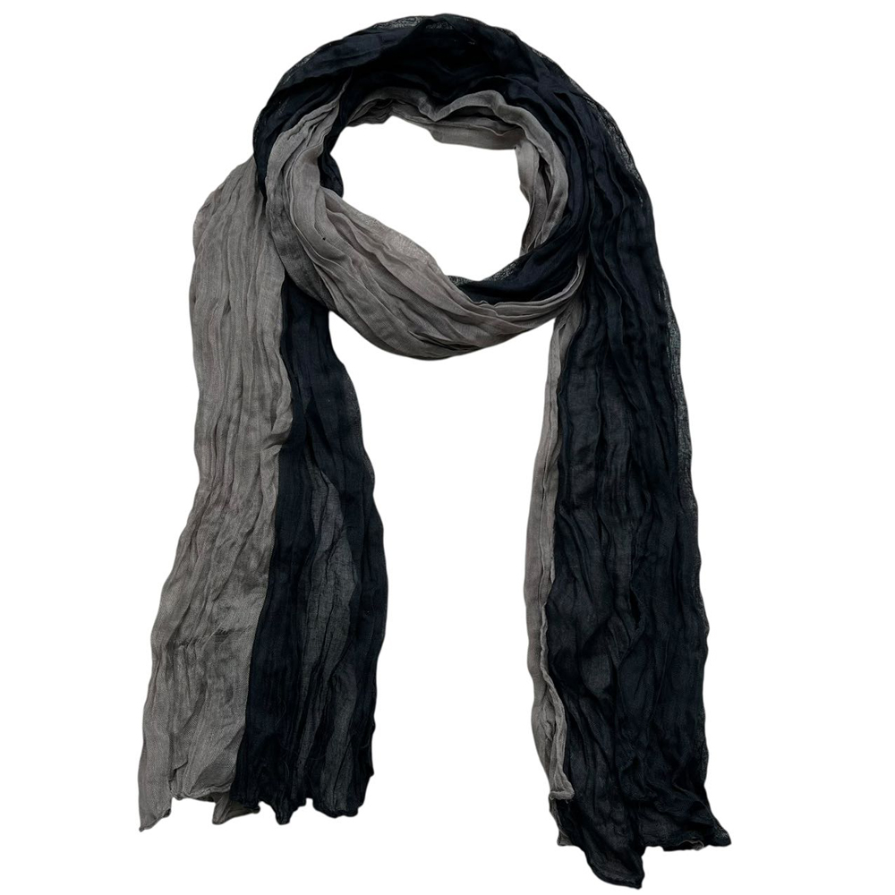 Textured Casual Scarf, Khaki Black Crinkle Scarf