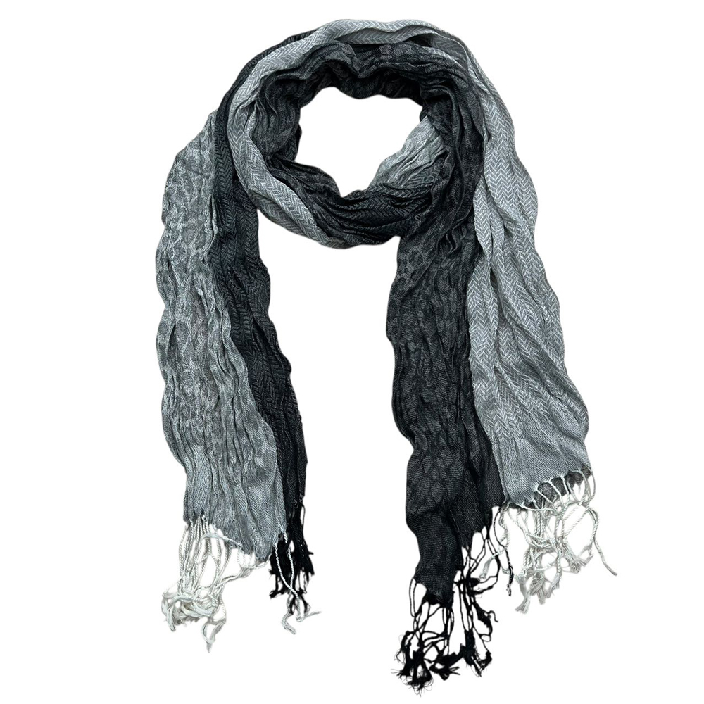 Grey Winter Jacquard Polyester Long Scarf