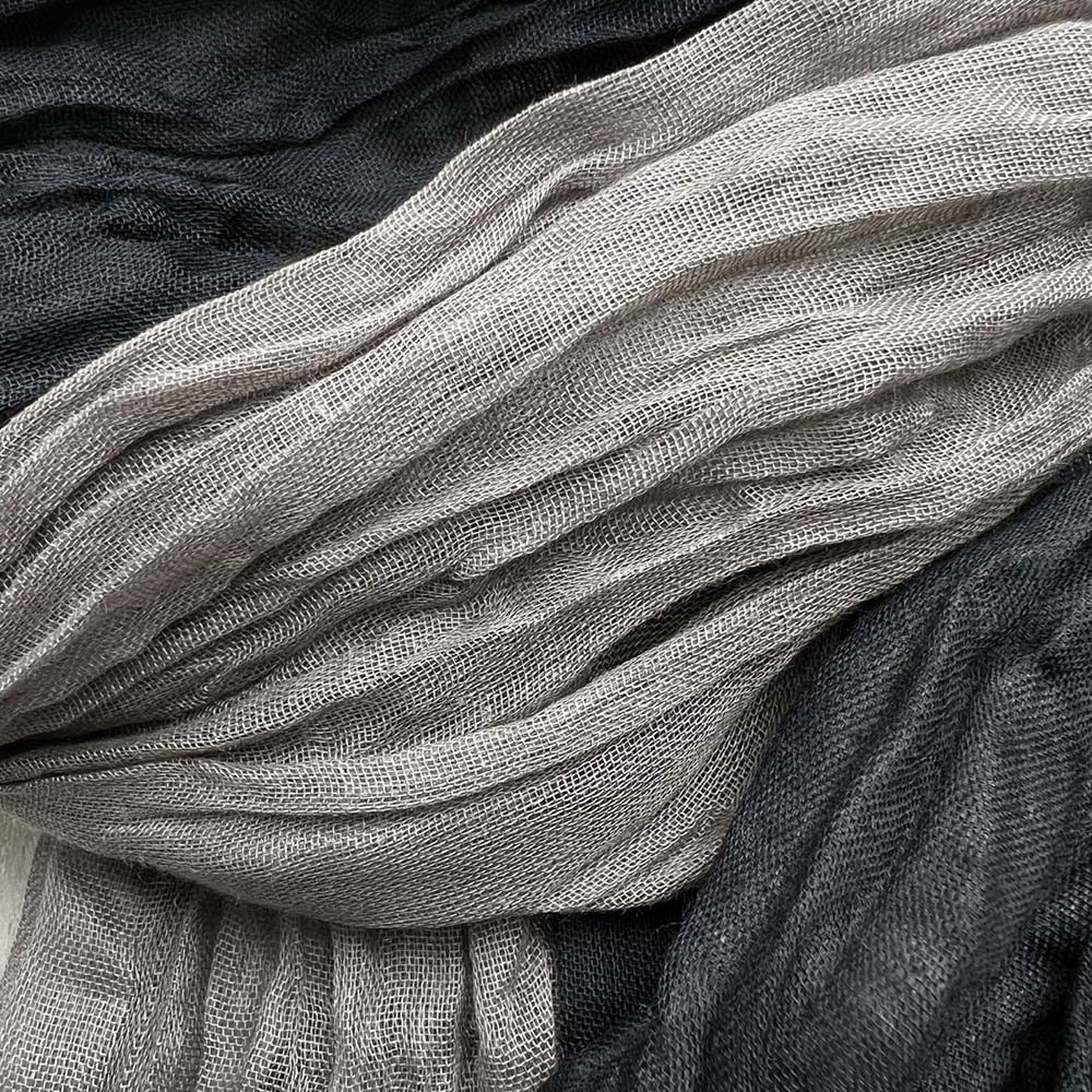 Textured Casual Scarf, Khaki Black Crinkle Scarf