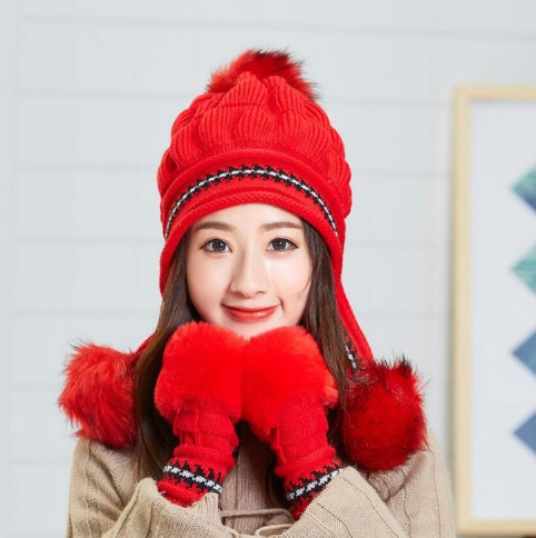 Cozy Knit Fleece-feel Beanie With Ear Flaps & Pompom Warm Winter Hat Perfect For Skiing & Outdoor Activities