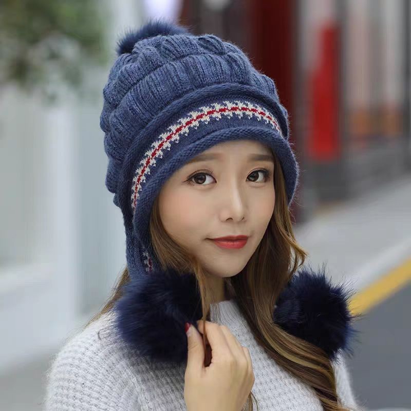 Cozy Knit Fleece-feel Beanie With Ear Flaps & Pompom Warm Winter Hat Perfect For Skiing & Outdoor Activities